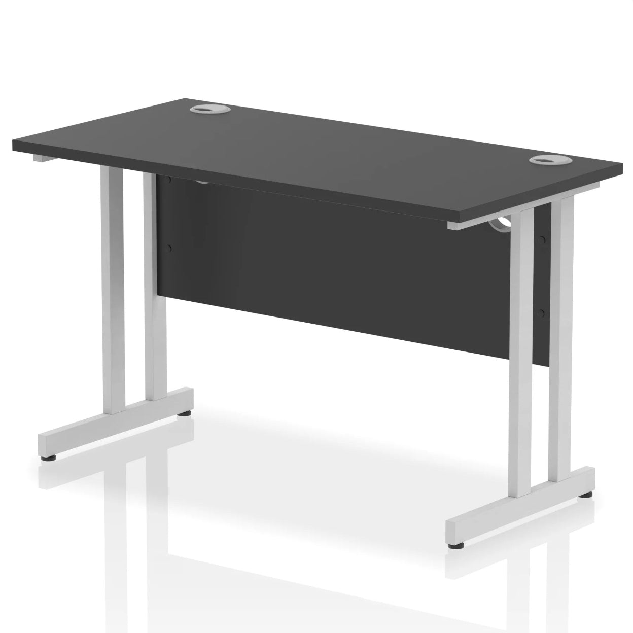 Black straight desk on a white background