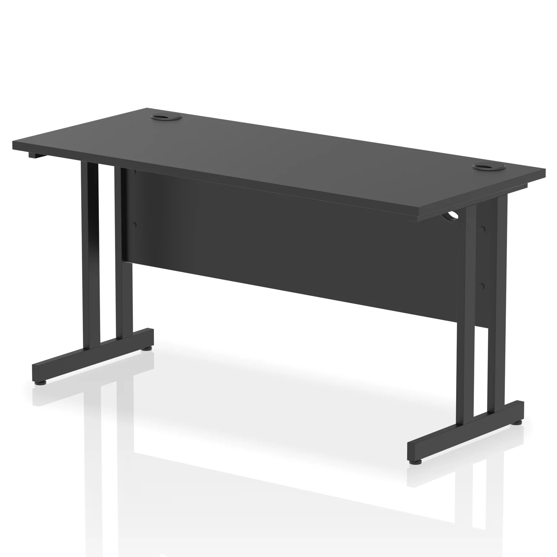 Black straight desk on a white background