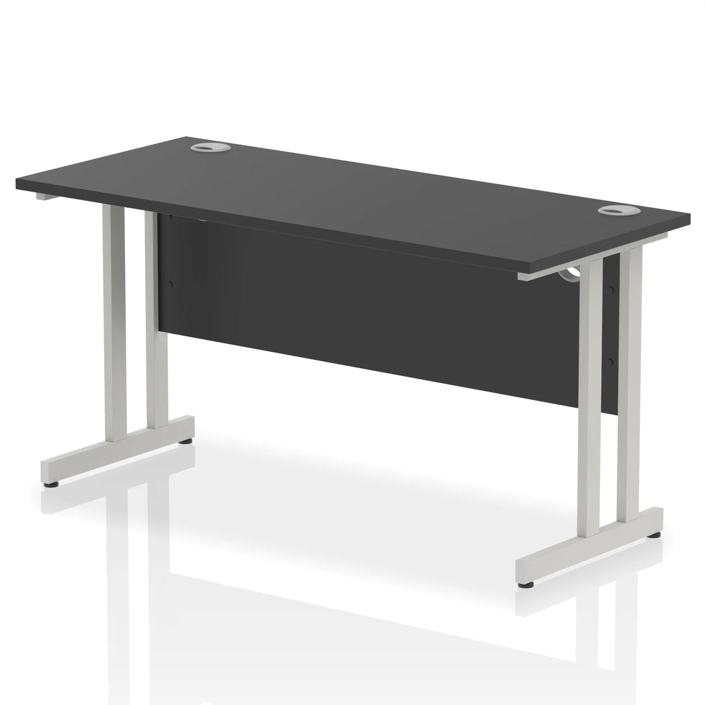 Black straight desk on a white background