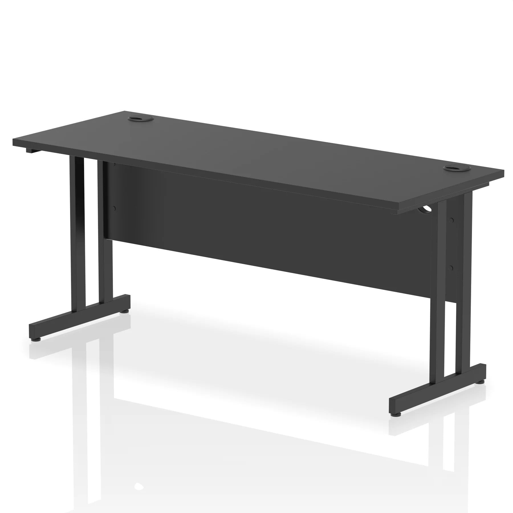 Black straight desk on a white background