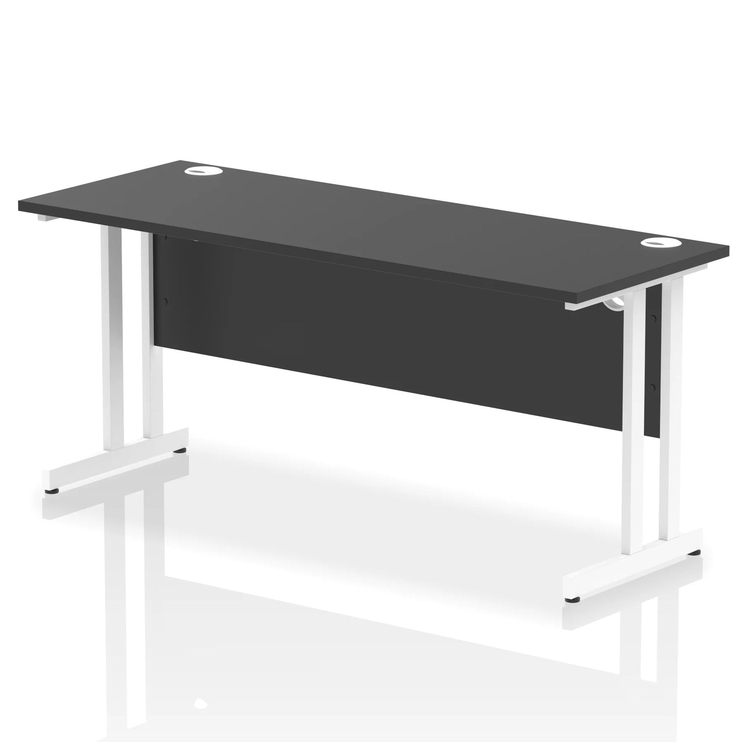 Black straight desk on a white background