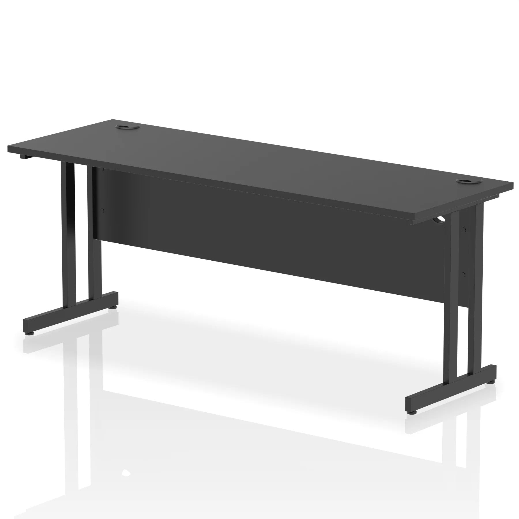 Black straight desk on a white background
