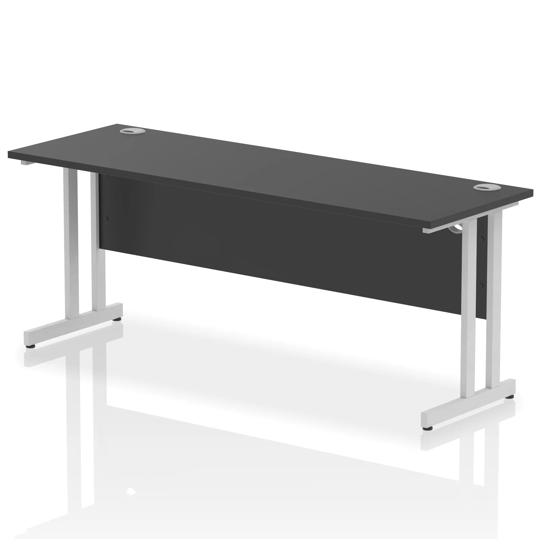 Black straight desk on a white background