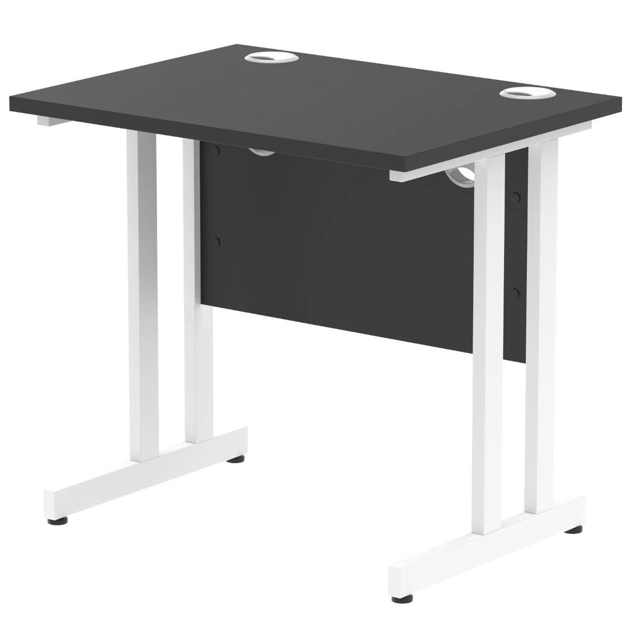 Black straight desk on a white background