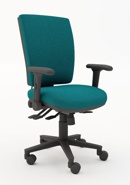 MSK Square Back Task 4 Lever Chair with Pump Up Lumber & Foldaway Arms (Many Fabric Colours Available)