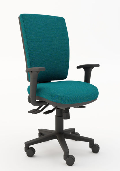 MSK Square Back Task 4 Lever Chair with Pump Up Lumber & Height Adjust Arms (Many Fabric Colours Available)