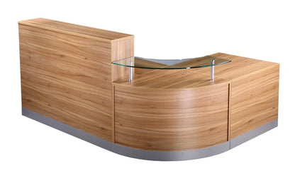 Value 2400x1600mm Reception Counter with Glass Shelf American Black Walnut