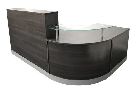 Value 2400x1600mm Reception Counter with Glass Shelf Anthracite