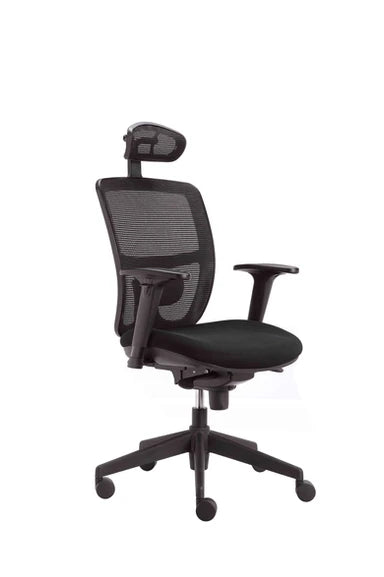 High Back Task Armchair with Height Adj Arms Headrest Black