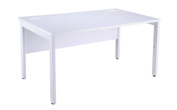 1000x800mm Bench Desk White Top White Legs