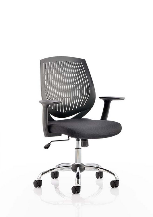 Dura Medium Back Operator Office Chair, Height Adj Arms Black D.S.