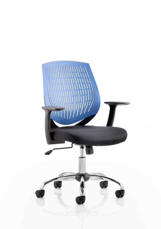 Dura Medium Back Operator Office Chair, Height Adj Arms Blue D.S.