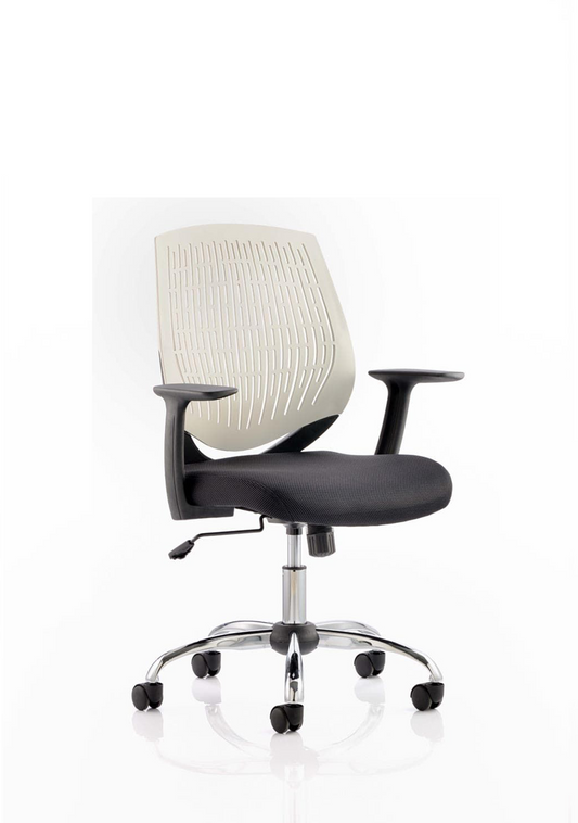 Dura Medium Back Operator Office Chair, Height Adj Arms White D.S.