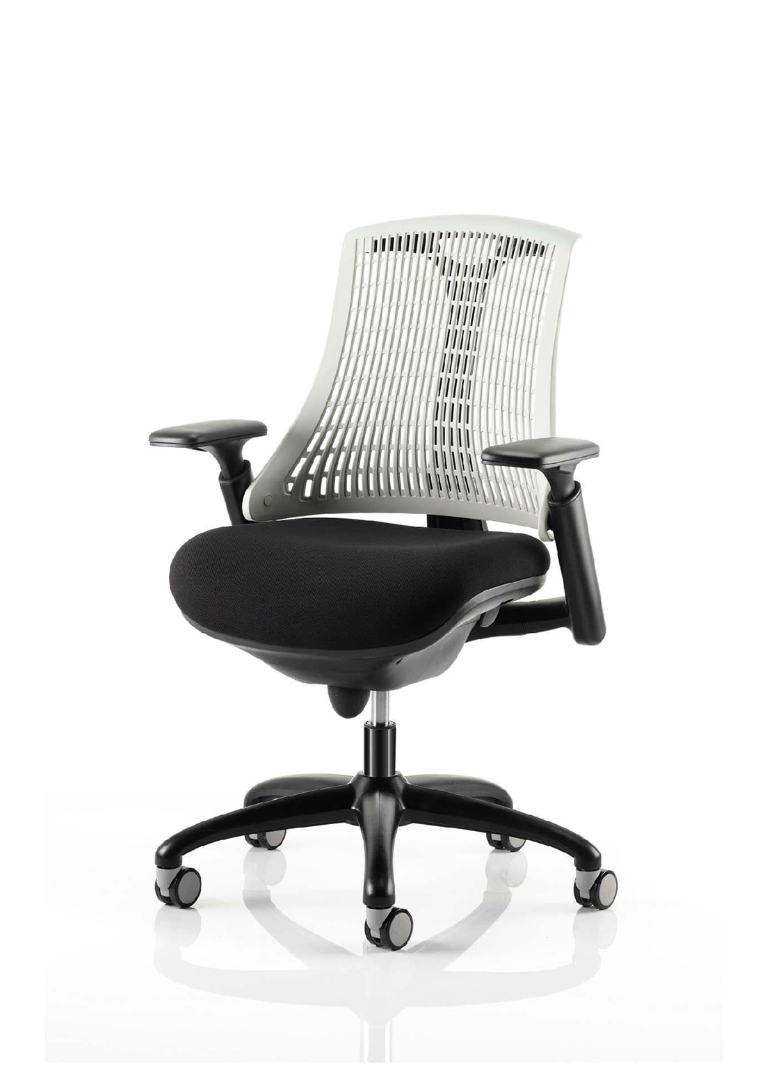 Flex Medium Back Black Frame Task Operator Office Chair with Arms White