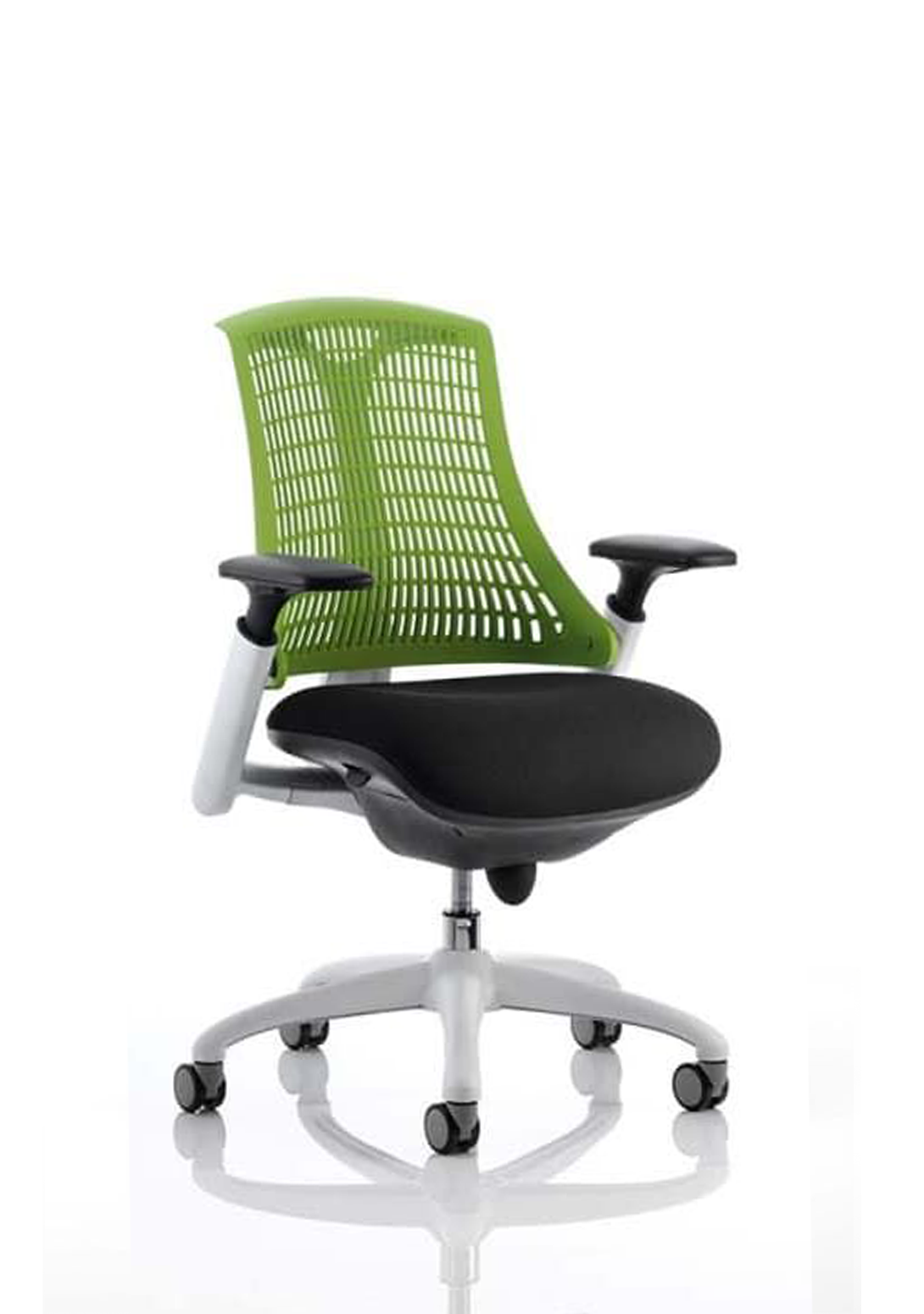 Flex Medium Back White Frame Task Operator Office Chair with Arms Green