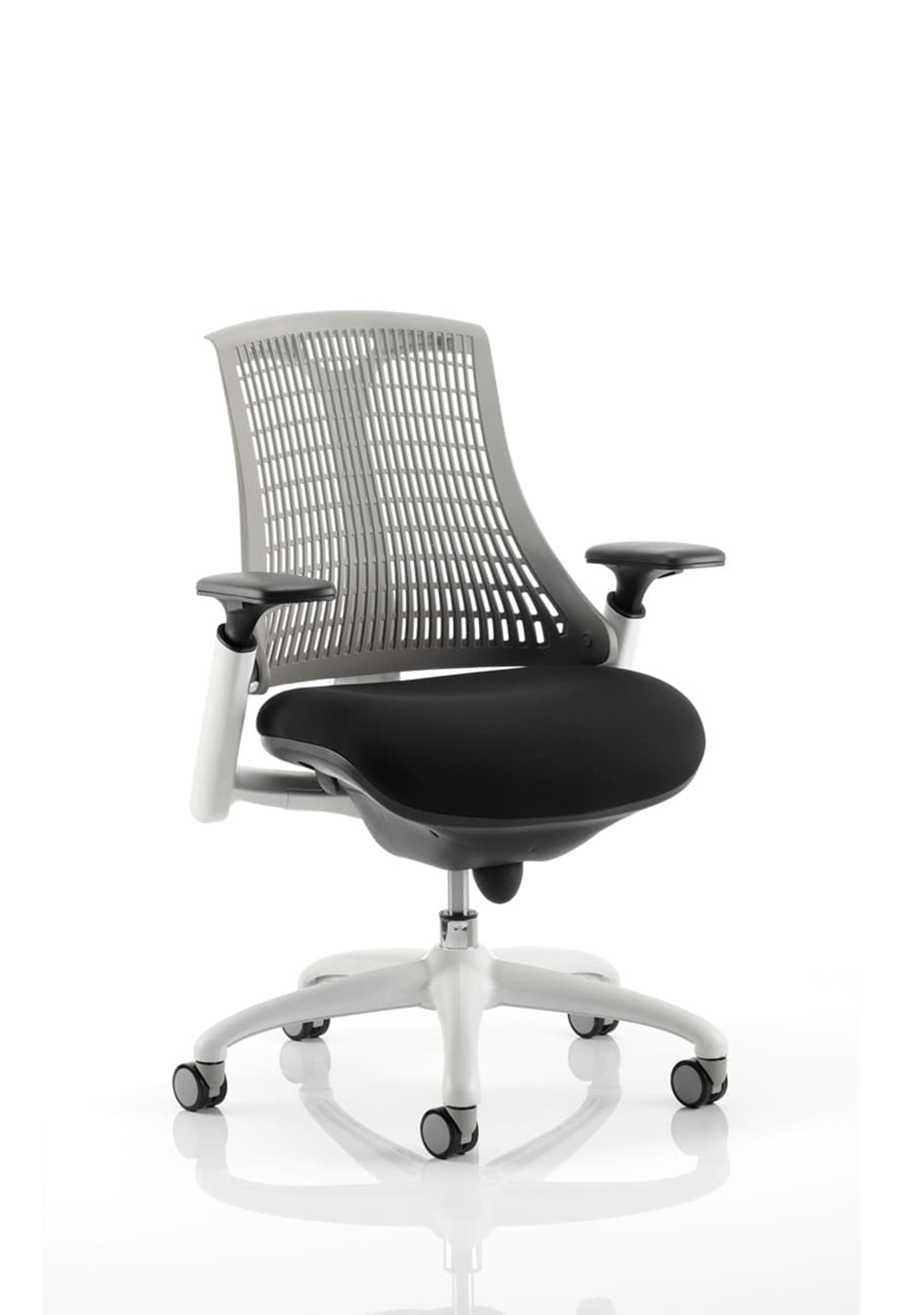 Flex Medium Back White Frame Task Operator Office Chair with Arms Grey