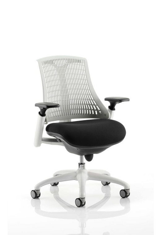 Flex Medium Back White Frame Task Operator Office Chair with Arms White