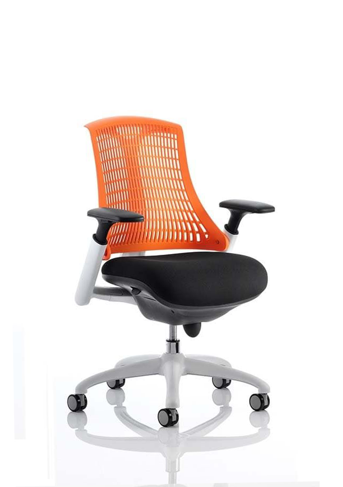 Flex Medium Back White Frame Task Operator Office Chair with Arms Orange