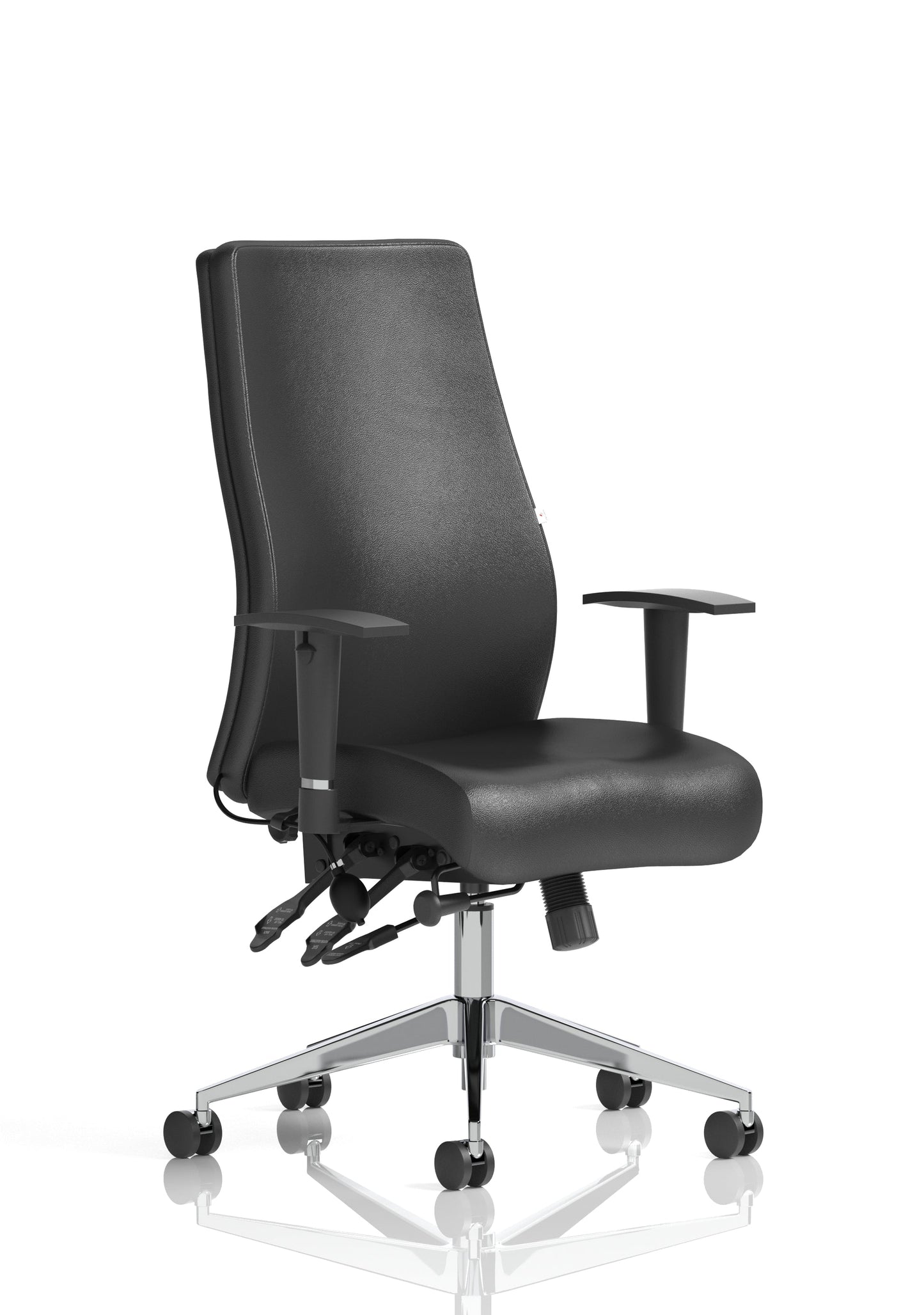 Onyx High Back Posture Bonded Leather Chair, Height Adjustable Arms Black