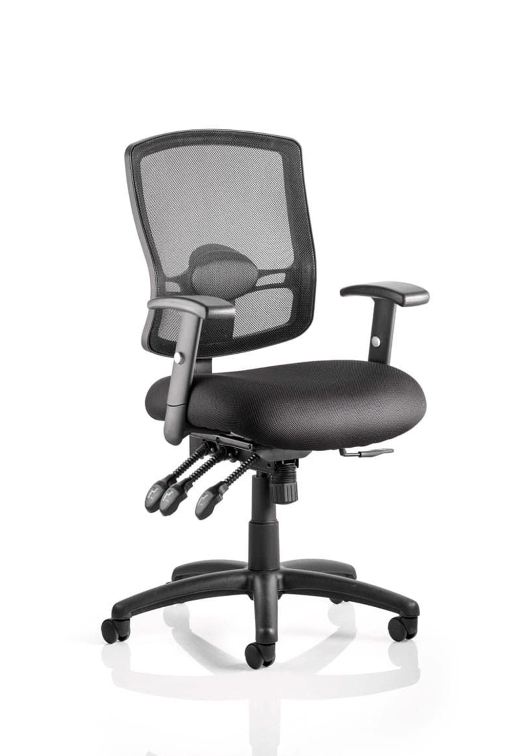 Portland III High Mesh Back Operator Chair, Height Adjustable Arms Black