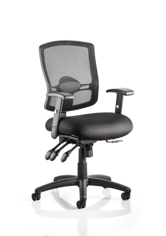 Portland III High Mesh Back Operator Chair, Height Adjustable Arms Black