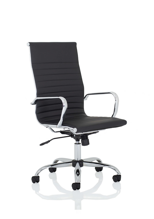 Nola High Back Soft Bonded Leather Executive Office Chair, Fixed Arms Black