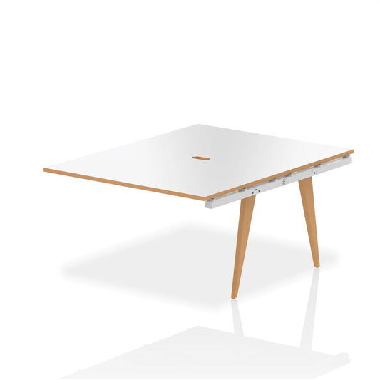 White table with wooden legs on a white background