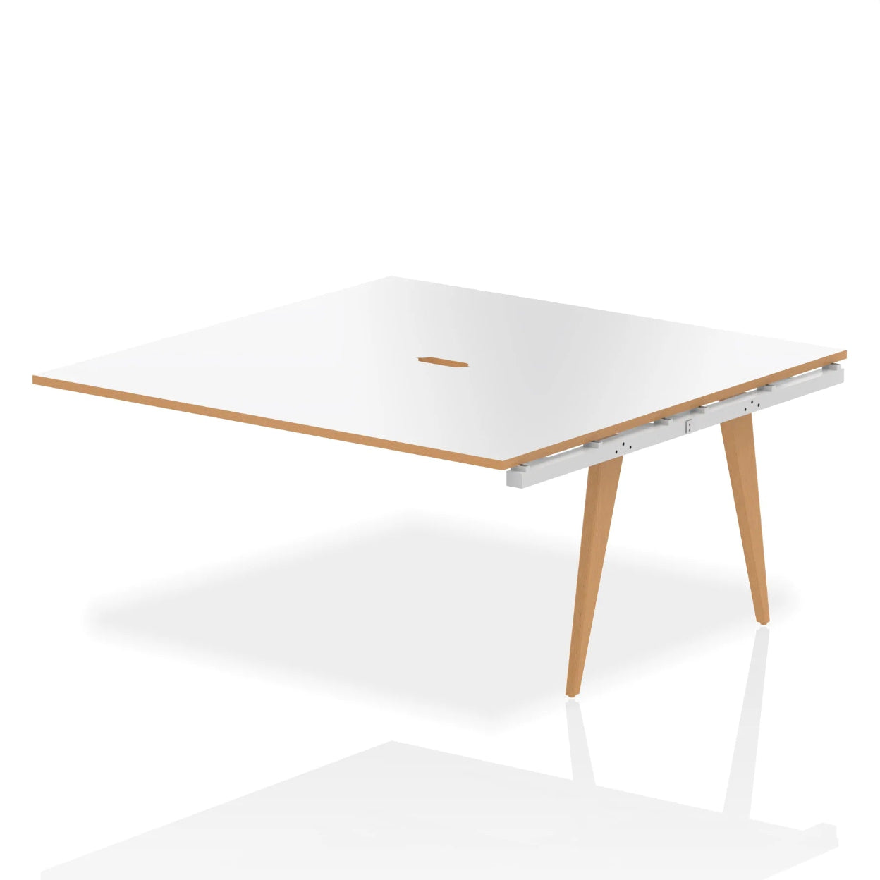 White table with wooden legs on a white background