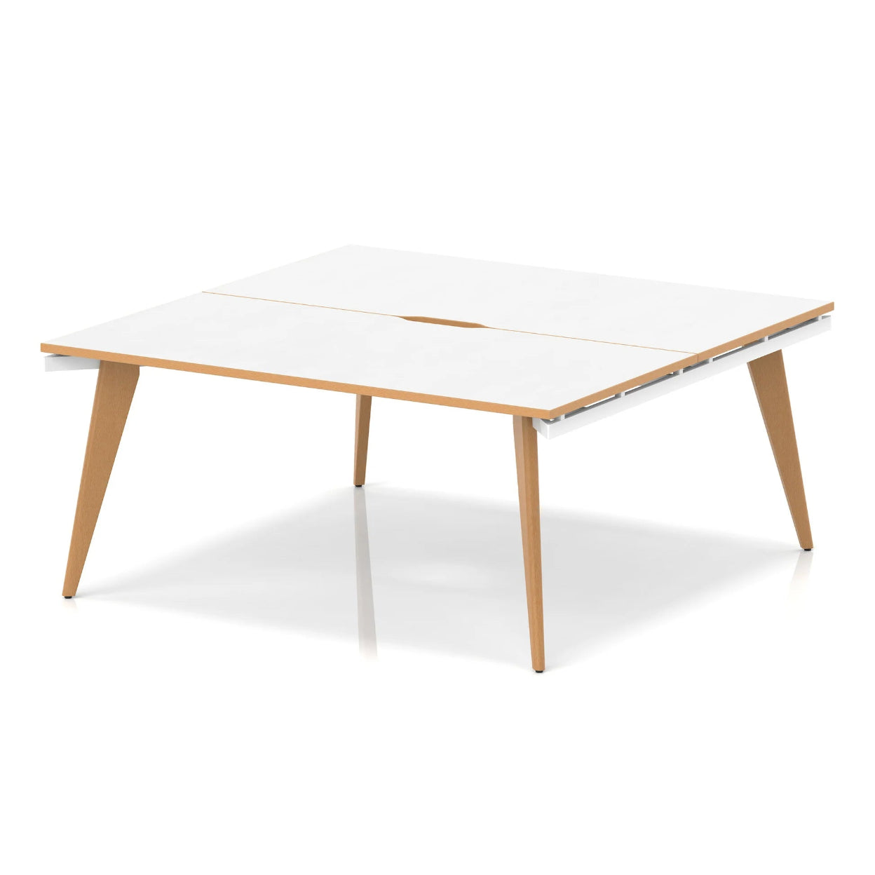 White table with wooden legs on a white background
