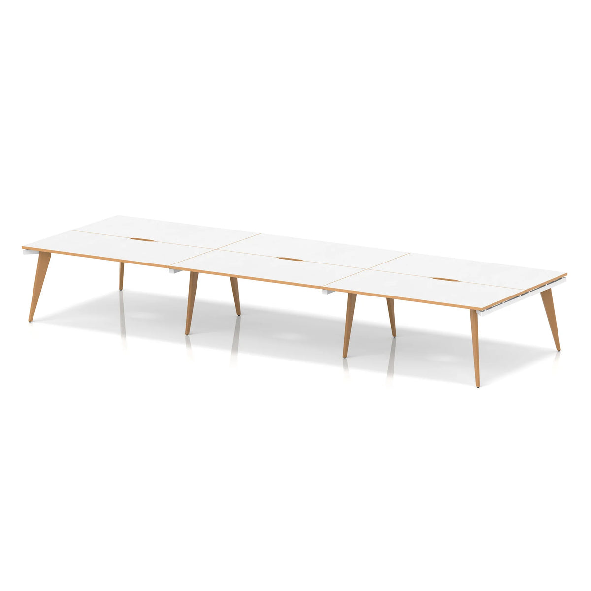 Oslo 1600x1600mm Back to Back Bench Desk Pod of 6 Starter Kit in White with Wooden Legs