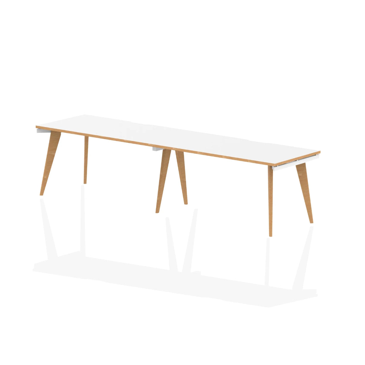 White table with wooden legs on a white background