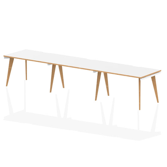 White table with wooden legs on a white background