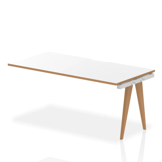 White table with wooden legs on a white background