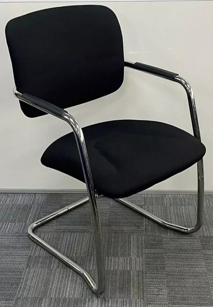 *SALE* Breeze BC021 Medium Back Chrome Cantilever Meeting Chair Black (used)