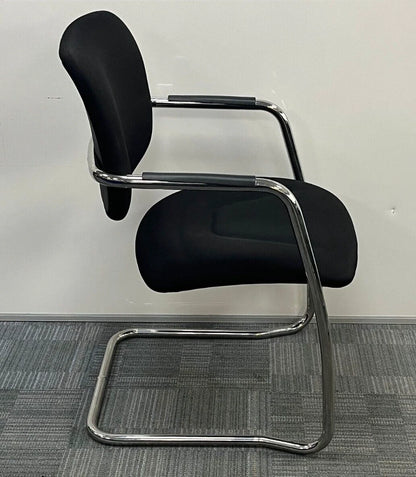 *SALE* Breeze BC021 Medium Back Chrome Cantilever Meeting Chair Black (used)
