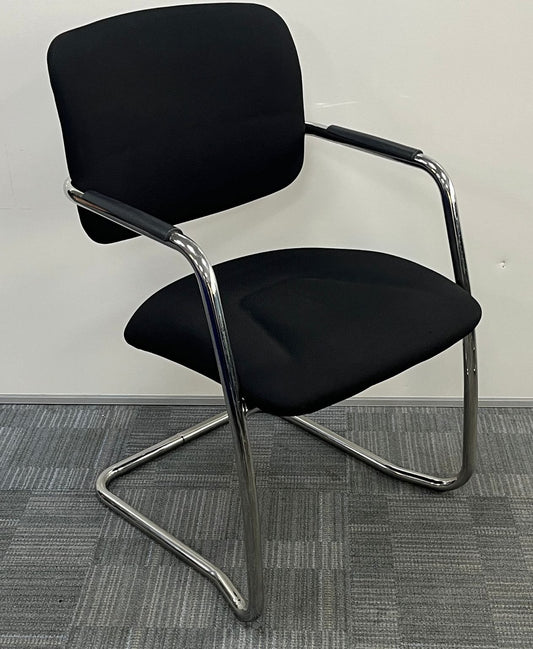 Breeze BC021 Medium Back Chrome Cantilever Meeting Chair Black (used)