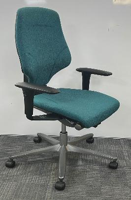 Giroflex 64 High Back Operators Armchair with 3D Height Adjust Arms Green (used)