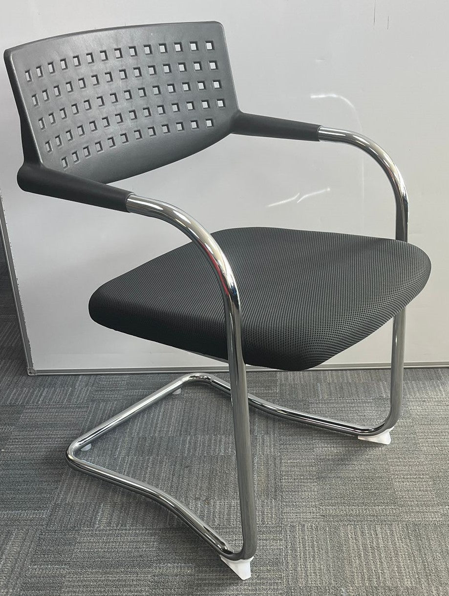 Visitor / Meeting Chair  on Cantilever Chrome Frame Black (used)