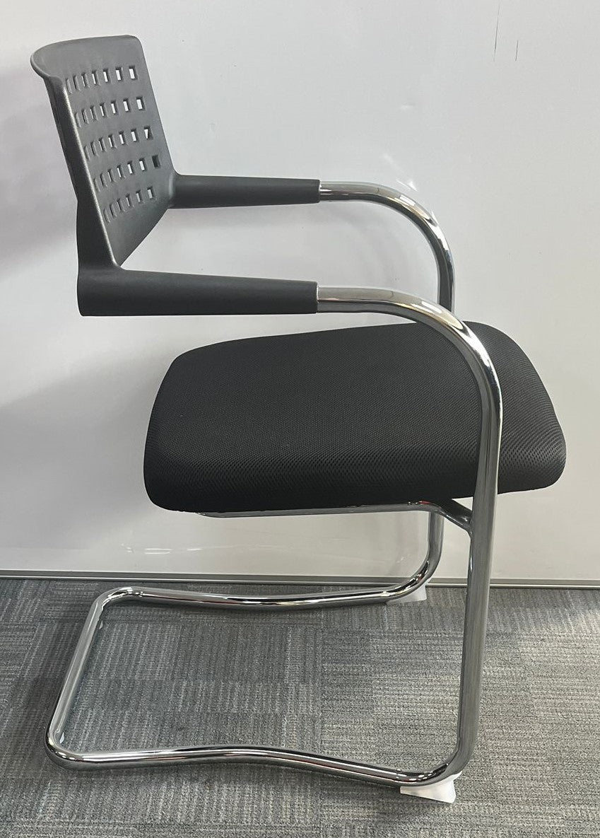 Visitor / Meeting Chair  on Cantilever Chrome Frame Black (used)