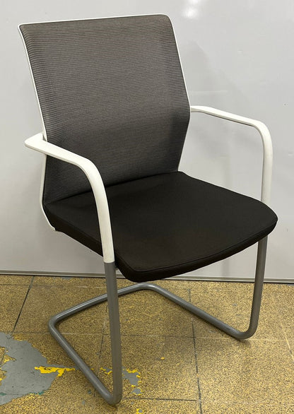 Orangebox Workday meeting / visitors armchair on cantilever frame grey / white (used)