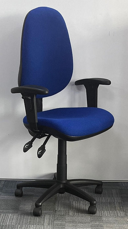 Medium Back Operators Armchair with Height Adjust Arms Blue (used)