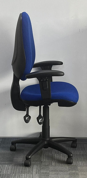 Medium Back Operators Armchair with Height Adjust Arms Blue (used)