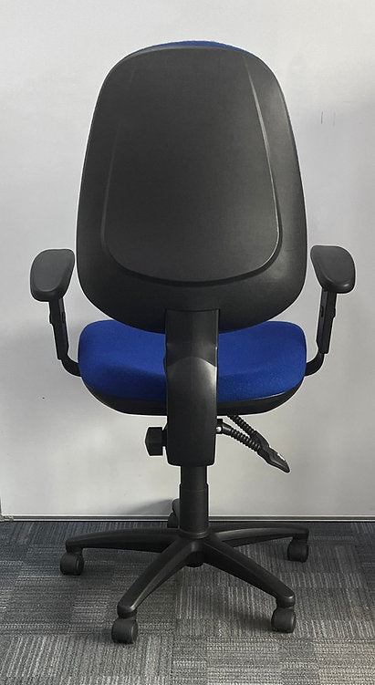 Medium Back Operators Armchair with Height Adjust Arms Blue (used)