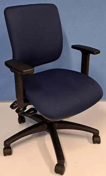 High Back 3 Lever Operators Chair with Height Adjust Arms Navy Blue (used)