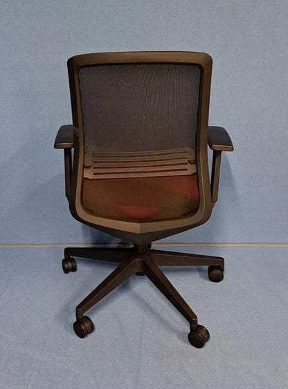 SALE Mesh Back Operators Chair with Height Adjust Arms Black / Red (used)