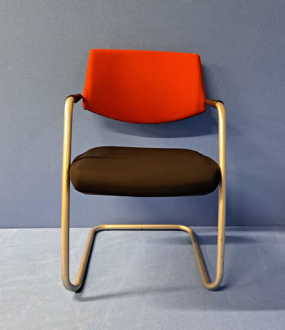 SALE Visitor / Meeting Armchair on Cantilever Frame Black / Rust (used)