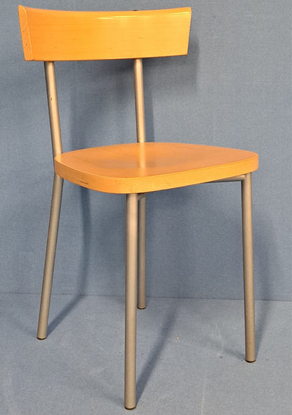 Set of 6 Dining Chairs Beech on Silver Frame (used)
