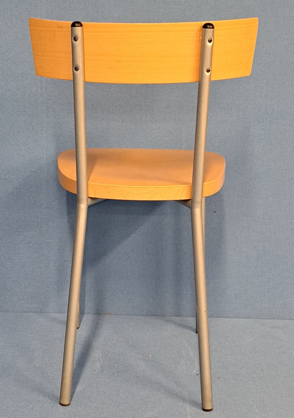 Set of 6 Dining Chairs Beech on Silver Frame (used)