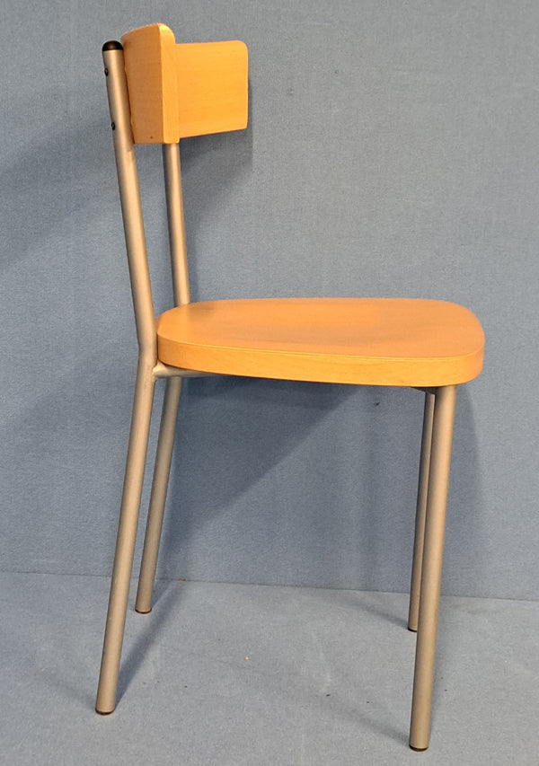 Set of 6 Dining Chairs Beech on Silver Frame (used)