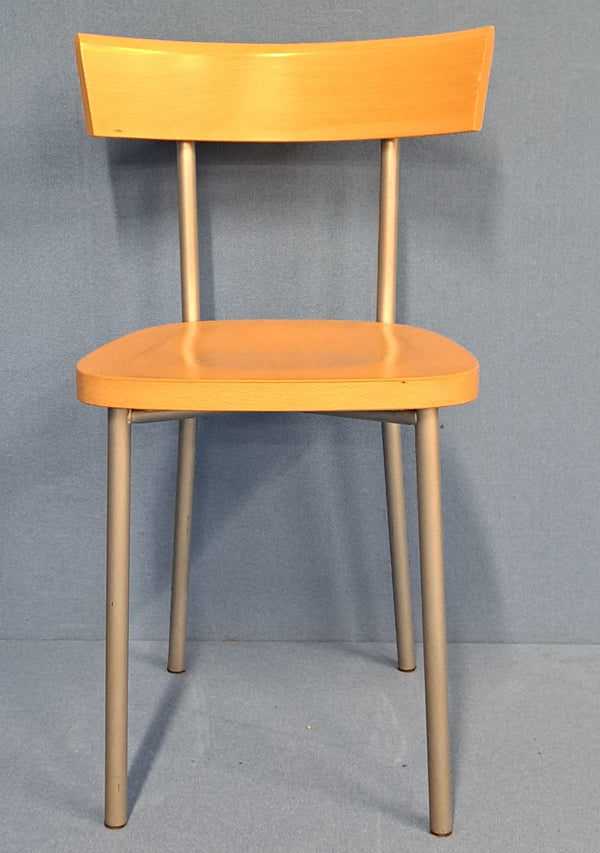Set of 6 Dining Chairs Beech on Silver Frame (used)
